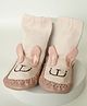 Petite and Posh Bunny Face Applique Detailed Sock Shoes - Pink