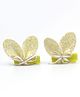 Pihoo Glitter Embellished Bow Applique Detailed Alligator Hair Clips - Yellow