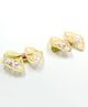 Pihoo Floral Embroidered Bow Applique Detailed Alligator Hair Clips - Yellow