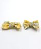 Pihoo Checked Bow Applique Detailed Alligator Hair Clips - Yellow