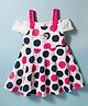 Doreme Sinker Knit Cold Shoulder Sleeves Polka Dots Printed Frock with Bear Patch - Pink