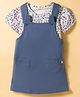 Doreme Sinker Knit Half Sleeves Floral Printed T-Shirt & Frock - Blue