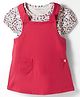 Doreme Sinker Knit Half Sleeves Floral Printed T-Shirt & Frock - Pink