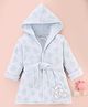Doreme Terry Knit Full Sleeves Bear Printed & Embroidered Hooded Bath Robe - Light Blue