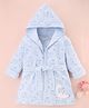 Doreme Terry Knit Full Sleeves Dino Printed & Embroidered Hooded Bath Robe - Light Blue