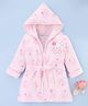 Doreme Terry Knit Full Sleeves Bunny Printed & Embroidered Hooded Bath Robe - Pink