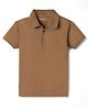 Doreme Cotton Knit Half Sleeves Solid Polo T-Shirt - Brown