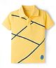 Doreme Cotton Knit Half Sleeves Striped Polo T-Shirt - Yellow