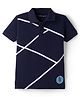 Doreme Cotton Knit Half Sleeves Striped Polo T-Shirt - Navy Blue