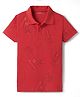 Doreme Cotton Knit Half Sleeves Beach Theme Printed Polo T-Shirt - Red