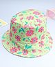 Babyhug Cotton Woven Summer Hat With Floral Print Green - Diameter 14 cm