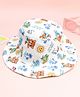 Babyhug Cotton Woven Summer Hat With Animal Print White - Diameter 14 cm