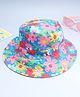 Babyhug Cotton Woven Summer Hat With Floral Print Multicolor - Diameter 16 cm