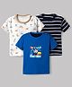 Kidi Wav Pack Of 3 Half Sleeves Striped & Dinosaur Printed Tees - Multi Colour