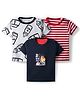 Kidi Wav Pack Of 3 Half Sleeves Striped & Milk Bottle Printed Tees - Multi Colour