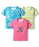 Kidi Wav Pack of 3 Half Sleeves Striped & Floral Printed Tees - Multi Colour