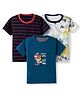 Kidi Wav Pack Of 3 Half Sleeves Striped & Dinosaur Printed Tees - Multi Colour