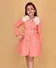 Cutecumber Fleece Woven Full Sleeves Floral Embroidered Animal Applique Detailed Dress - Peach