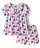 Babyhug Cotton Knit Half Sleeves Top & Shorts Co-ord Night Suit with Heart Print - Blue