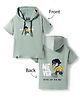 Noddy Half Sleeves Never Give Up Text Printed Hooded Tee - Pista Green