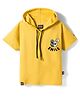 Noddy Half Sleeves Patchwork Plushie Face Printed Hooded Tee - Yellow