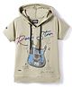 Noddy Half Sleeves Guitar Printed Hooded Tee - Pista Green