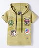 Noddy Half Sleeves USA Theme Printed Hooded Tee - Pista Green