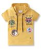 Noddy Half Sleeves USA Theme Printed Hooded Tee - Yellow