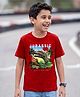 Pine Kids Cotton Knit T-Shirt Graphic Print Half Sleeves Round Neck Red 7-8 Years