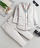 Fourfolds Woven Solid Sherwani & Pants With Full Sleeves Geometric Embroidered Sequins Embellished Jacket - Light Grey