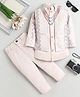 Fourfolds Woven Solid Sherwani & Pants With Full Sleeves Geometric Embroidered Sequins Embellished Jacket - Light Pink