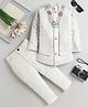 Fourfolds Woven Solid Sherwani & Pants With Full Sleeves Geometric Embroidered Sequins Embellished Jacket - Cream
