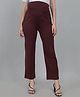 Moms Ever Elastane Woven Solid High Coverage Maternity Pants - Maroon