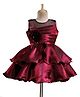 Blabber Sleeveless Stone Embellished Floral Applique Detailed Knee Length Dress - Wine