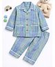 TIPPY TOP Pure Cotton Woven Full Sleeves Checked Coordinating Shirt & Pajama Night Suit - Blue