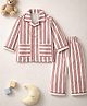 TIPPY TOP Cotton Woven Full Sleeves Striped Shirt & Pajama Nighstuit - Red & White
