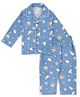 TIPPY TOP Cotton Woven Full Sleeves Bear Printed Shirt & Pajama Nighstuit - Blue