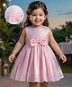 Babyhug Mesh Woven Sleeveless Shimmer Party Dress With Bow Applique - Pink