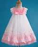 Babyhug Mesh Woven Sleeveless A Line Party Dress with Lace Detailing & Bow Applique - Dusty Pink