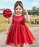 Babyhug Tussor Woven Sleeveless Glass Nylon Party Dress with Sequin Detailing & Floral Applique - Red