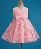Babyhug Mesh Woven Sleeveless Fit & Flare Party Dress with Bow Applique & Sequin Detailing - Peach