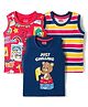 Babyhug 100% Cotton Knit Sleeveless Striped Nautical Theme & Bear Printed Tank T-Shirts Pack of 3 - Multicolour