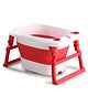 Babyhug 2-in-1 Foldable Baby Bath Tub with Bathing Chair & Soft Cushion - Red| Anti-Slip Base| Space-Saving Design| Comfortable & Safe for Newborns to Toddlers| 0-3 Years