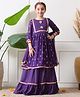 INDI-LOOM COUTURE Cotton Woven Three Fourth Sleeves Floral Motifs Printed Kurti & Skirt Set - Magenta