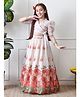 INDI-LOOM COUTURE Woven Half Puffed Sleeves Floral Motifs Printed Lehenga Choli Set - Cream
