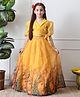 INDI-LOOM COUTURE Woven Half Puffed Sleeves Solid Lehenga Choli Set  - Yellow
