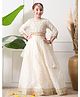 INDI-LOOM COUTURE Woven Three Fourth Sleeves Floral Embroidered Lehenga & Choli With Dupatta Set - Off White