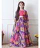INDI-LOOM COUTURE Woven Sleeveless Lehenga Choli Set With Floral Printed Jacket - Purple