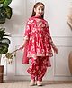 INDI-LOOM COUTURE Cotton Woven Three Fourth Sleeves Floral Printed Kurti Dhoti Pant Set With Dupatta - Pink