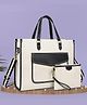 Womanix Canvas Laptop Tote Bag, 14 inch Laptop Bag,Beige Black Shoulder Handbags, Casual Briefcase, Handbag for Travel, Office, College,Work 0041 BG BK